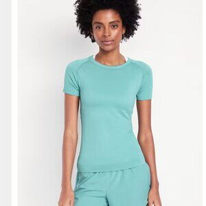 Old Navy Fluid Seamless Fitted T-Shirt Large Luminous Blue